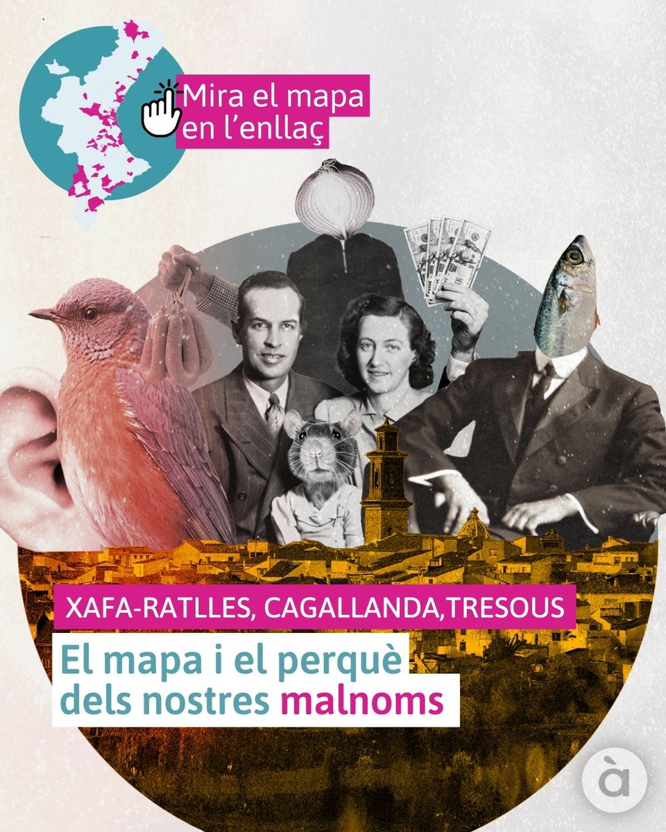 😏Coneixes els malnoms del teu poble?

Un grup de filòlegs impulsa un projecte per a recollir i estudiar els milers d’apel·latius valencians perquè no es perda el ric patrimoni lingüístic que conformen

Més informació i mapa ací ⬇️
apuntmedia.es/noticies/cultu…