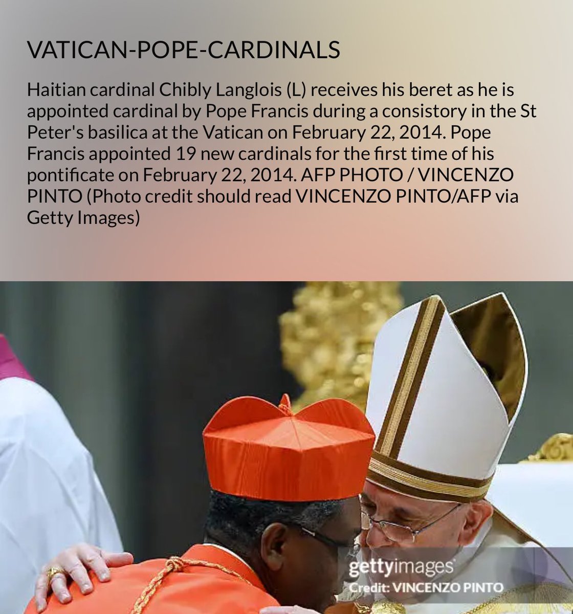 wadnerpierre's tweet photo. We, Haitian Catholics, will always remember that #PopeFrancis appointed the first Haitian Cardinal, Chibly Langois. #Haiti #StPopeFrancis https://t.co/x13ZHCygOD