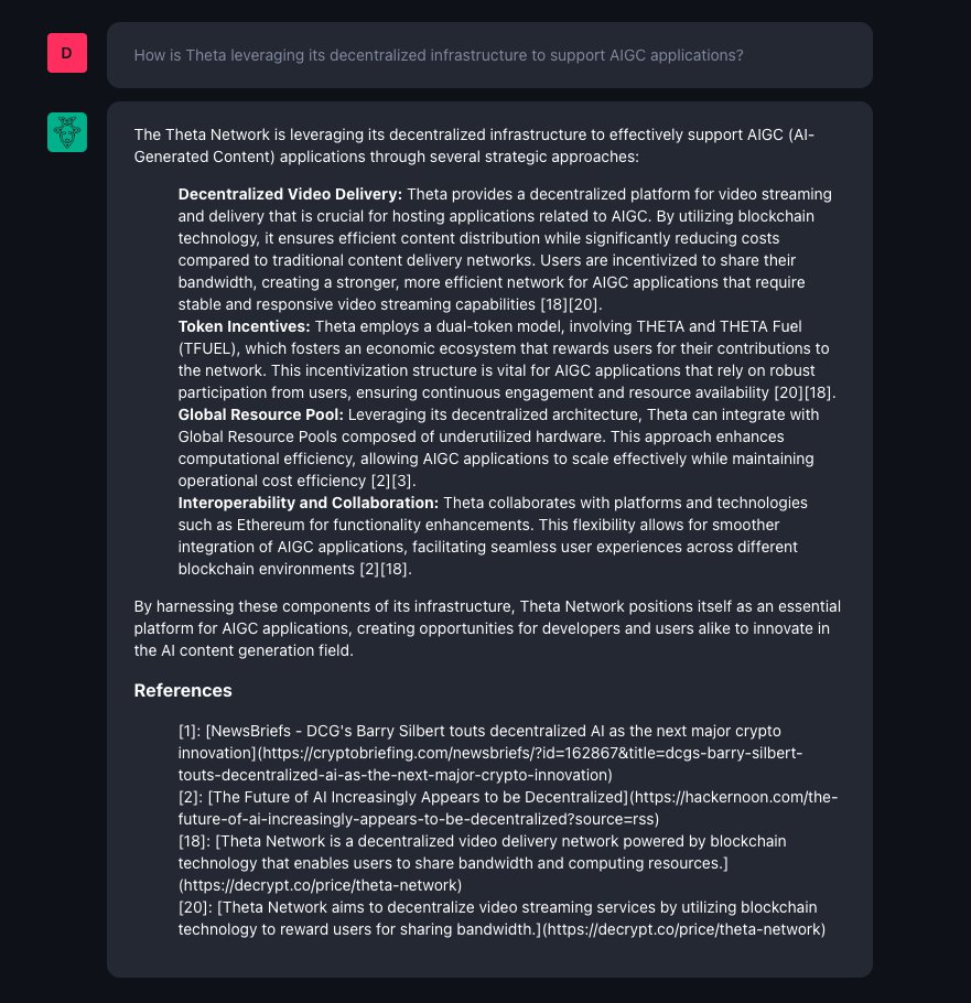 AlphaCryptoChat's tweet photo. Our Daily News feature just got a major tech upgrade. Powered by an advanced news engine and  @Theta_Network EdgeCloud, the chatbot delivers precise answers to your news queries. 
Experience the future of news interaction today:https://t.co/gIxJkw9vyb 🚀 https://t.co/a5Ej0f0a9o