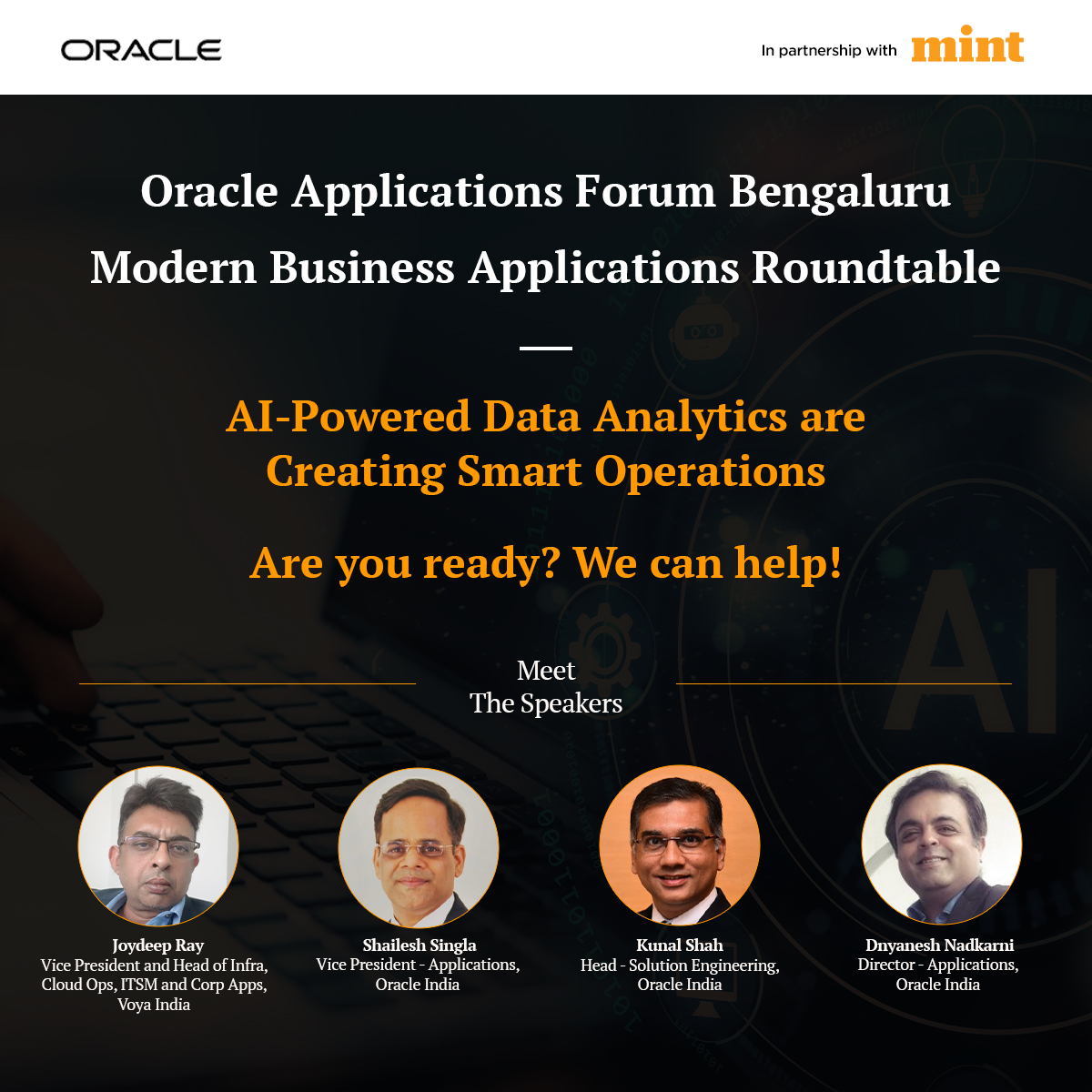 livemint's tweet image. [PARTNERED]

An impressive CXO lineup joins Oracle’s Modern Business Applications Roundtable on Apr 25 in Bengaluru. AI, SaaS &amp;amp; GenAI in action across business functions.

#OracleApplications #CXOForum #GenAI #LiveMint | @Oracle_India
