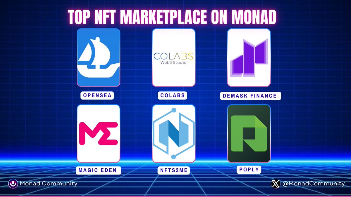 TOP NFT MARKETPLACE ON MONAD 🔵 NFT Marketplace on Monad offers a  super-fast, low-fee trading experience thanks to superior L1 performance  and EVM-compatibility. 😍 This could be fertile ground for the next
