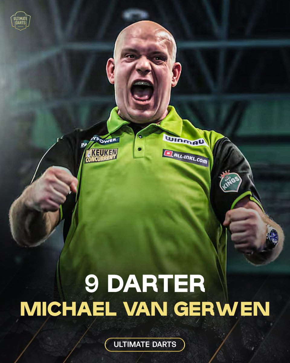 UltimateDarts's tweet image. ๐๐๐๐ฆ๐ฆ๐๐ ๐ ๐ฉ๐! ๐ Michael van Gerwen with the first 9darter in Munich!