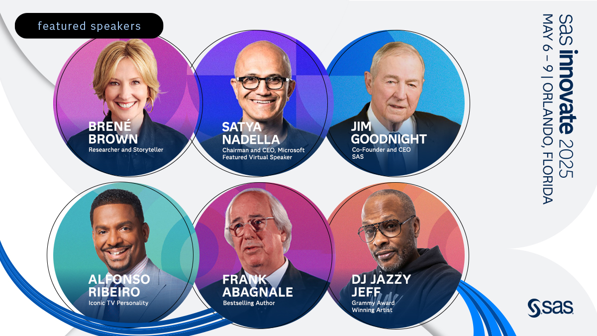 Roll call 📣! Who’s checking in for #SASInnovate?

Brené Brown, Satya Nadella, Jim Goodnight, Alfonso Ribeiro, Frank Abagnale, DJ Jazzy Jeff, &amp; more.

Seats are limited—get in there and register today. Our valuable tech experience is almost here. 2.sas.com/60152r9oP
