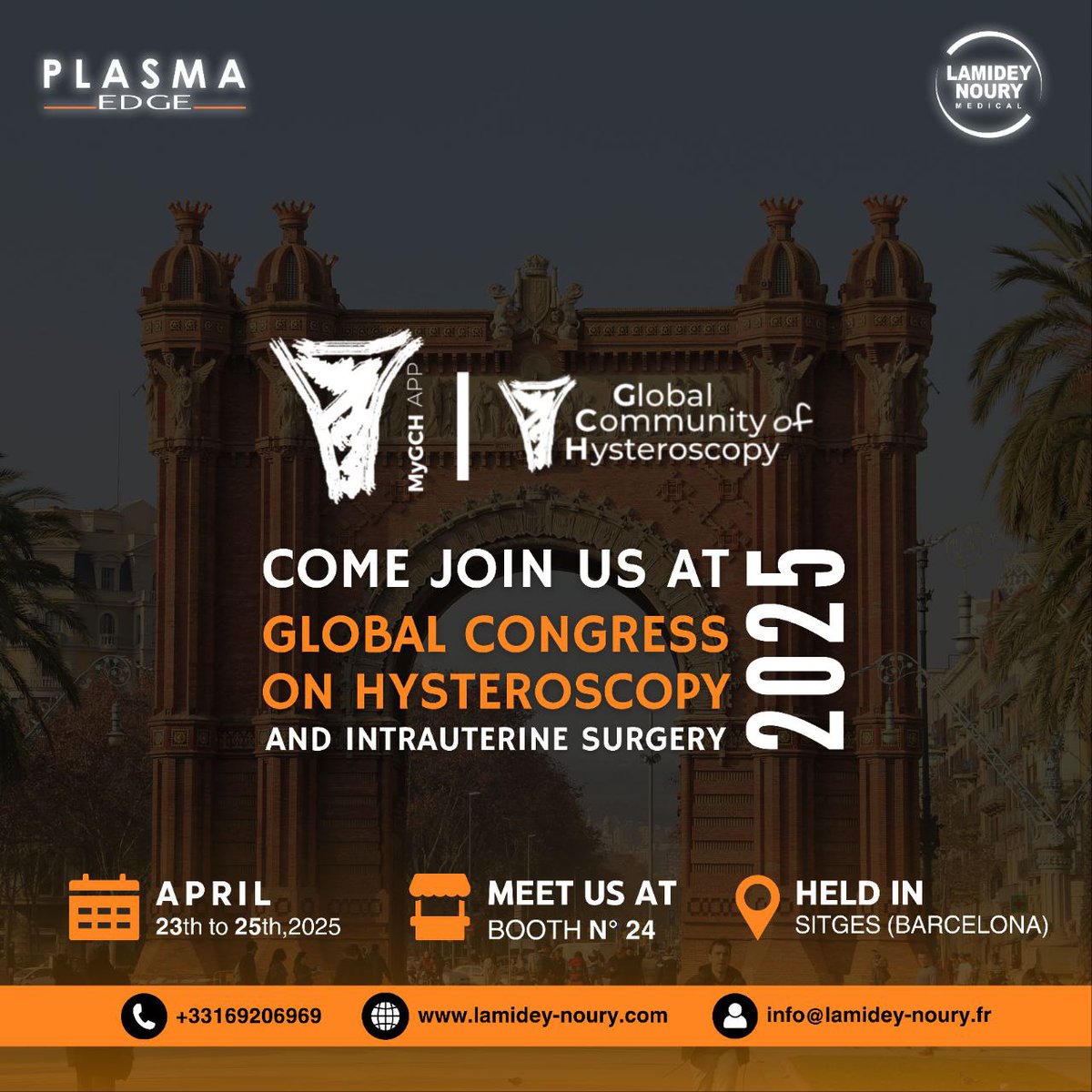 From France to Barcelona 🇫🇷➡️🇪🇸

Join us at the 5th Global Congress on Hysteroscopy in Sitges, April 23–25

📍Booth 24 — Discover our 5mm Mini Resectoscope for precise, minimally invasive care.

#LamideyNoury #MiniResectoscope #Hysteroscopy2025 #Booth24 #PlasmaEdge