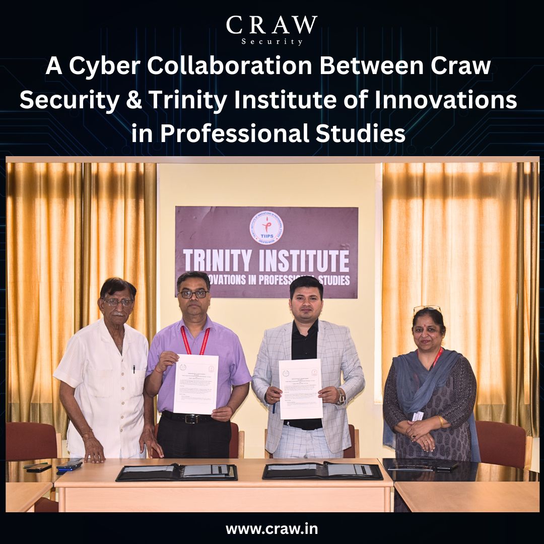 crawsec's tweet image. 🚀 Big move in #CyberSecurityEducation!
#CrawSecurity 🤝 #TrinityInstitute of Innovations in Professional Studies have signed an MoU to empower #students with future-ready #skills.
Together, we aim to Learn, Research &amp;amp; Innovate.
Stay Ahead of TIME with Craw Security! 🔐💡
