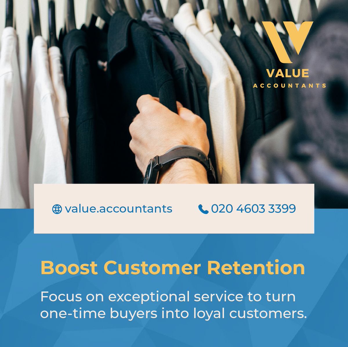 🔑 Retaining customers > chasing new ones! At Value Accountants, we transform client relationships into return business with killer loyalty programs &amp; top-notch support. 🚀 Want irresistible customer retention? Let's chat! #SmallBizSuccess #BusinessGrowth 📞 [Contact Link]