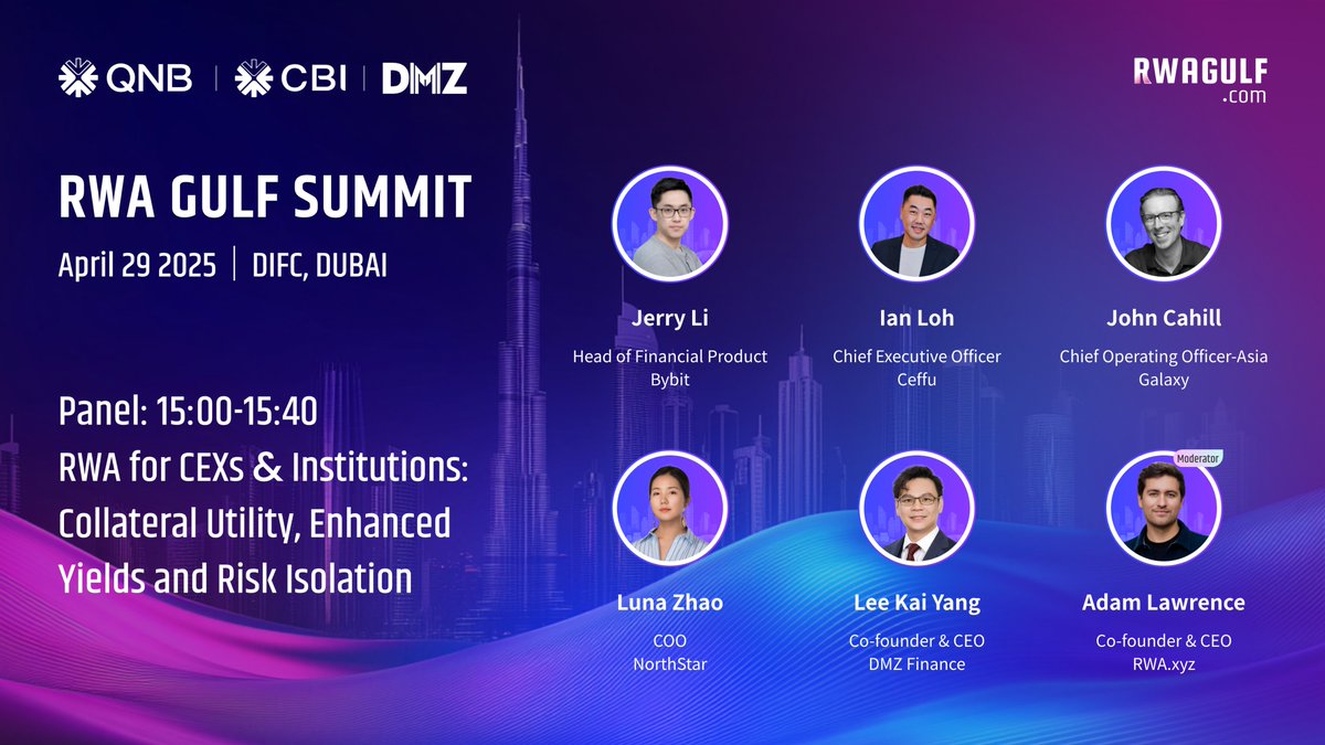 Join us at #RWAGULFSUMMIT2025 for the panel: RWA for CEXs &amp; Institutions: Collateral Utility, Enhanced Yields, and Risk Isolation

As tokenized real-world assets (RWA) continue gaining traction, centralized exchanges and institutions are exploring new frameworks for optimizing