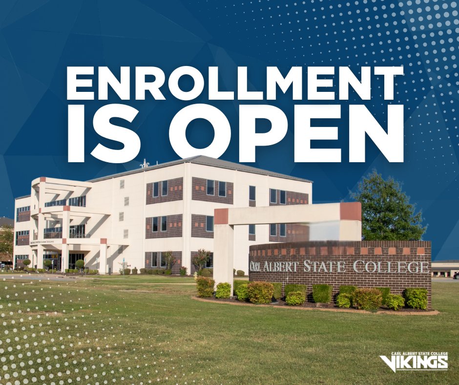 Enrollment is NOW OPEN! 

Secure your spot at Carl Albert State College and take the next step toward your future. 

Whether you're a new student or returning, now is the time to register! 

Tag a future Viking below!