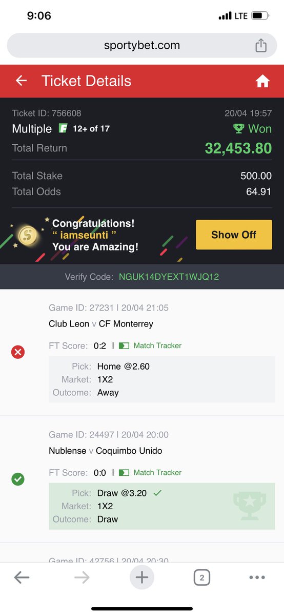 iamseunti's tweet photo. @deefuser Todays winning ticket https://t.co/hB6FMVNWPh