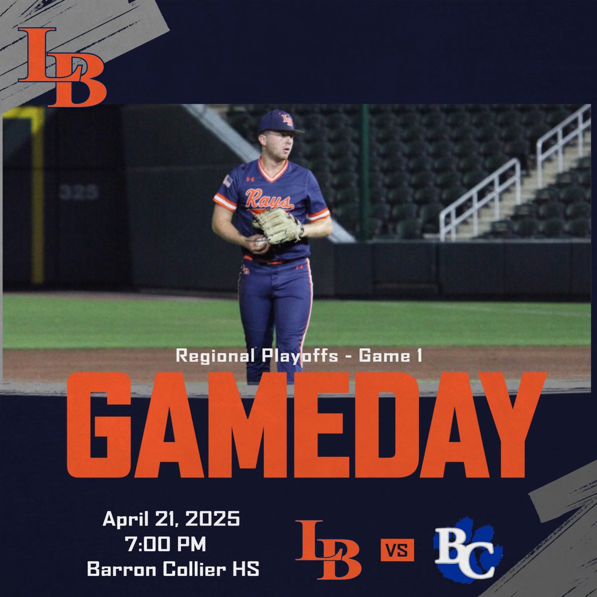 🚨MANTA RAY GAME DAY🚨
Regional Quarter Finals Game 1

🆚: Barron Collier Cougars
⏰: 7:00pm
📍: Naples, FL 
🏟️: Barron Collier HS
🎟 : gofan.co/app/school/FL1…

#WinEveryday | #AC | #Raysbaseball