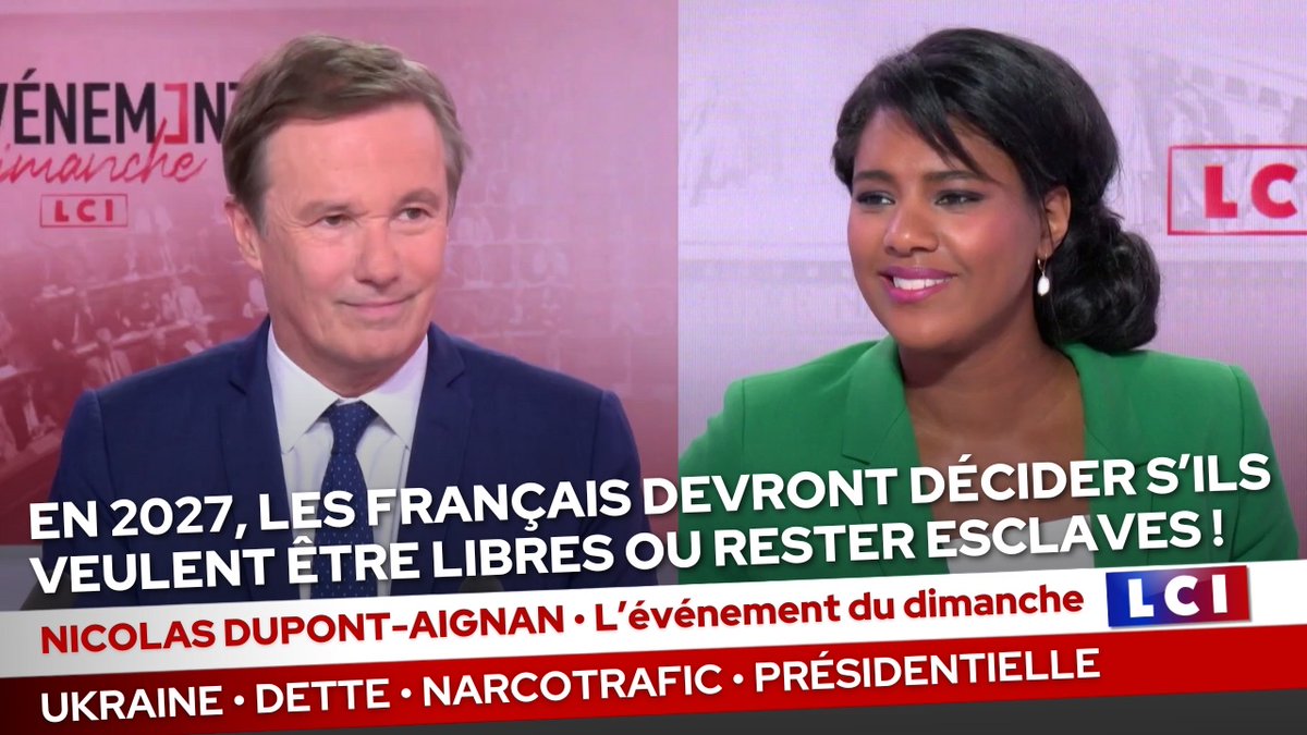 « En 2027, les Français devront décider s’ils veulent être libres ou rester esclaves ! »

Retrouvez l’intégralité de mon entretien dans « L'événement du dimanche » sur <a href="/LCI/">LCI</a>, au micro de <a href="/MAMELIYI/">Marie-Aline MELIYI</a> 

👉youtu.be/l7L4gBJvepg?si…