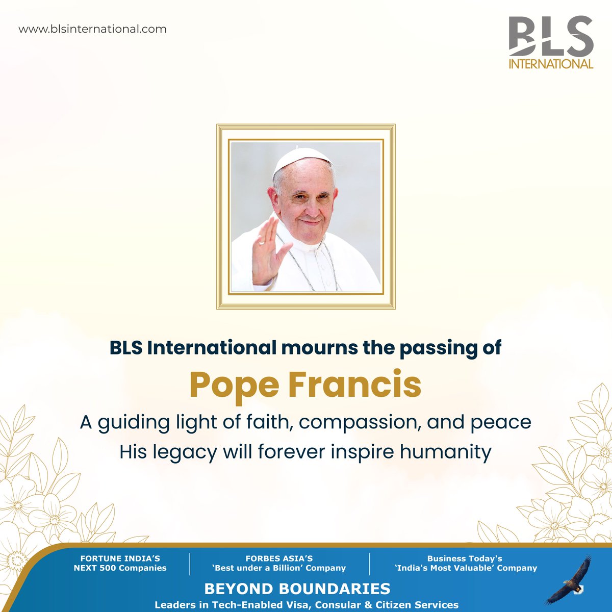 We are deeply saddened by the passing of His Holiness Pope Francis.

A beacon of compassion, humility, and peace, Pope Francis dedicated his life to bridging divides, uplifting the marginalized, and inspiring millions across the globe with his unwavering message of love and