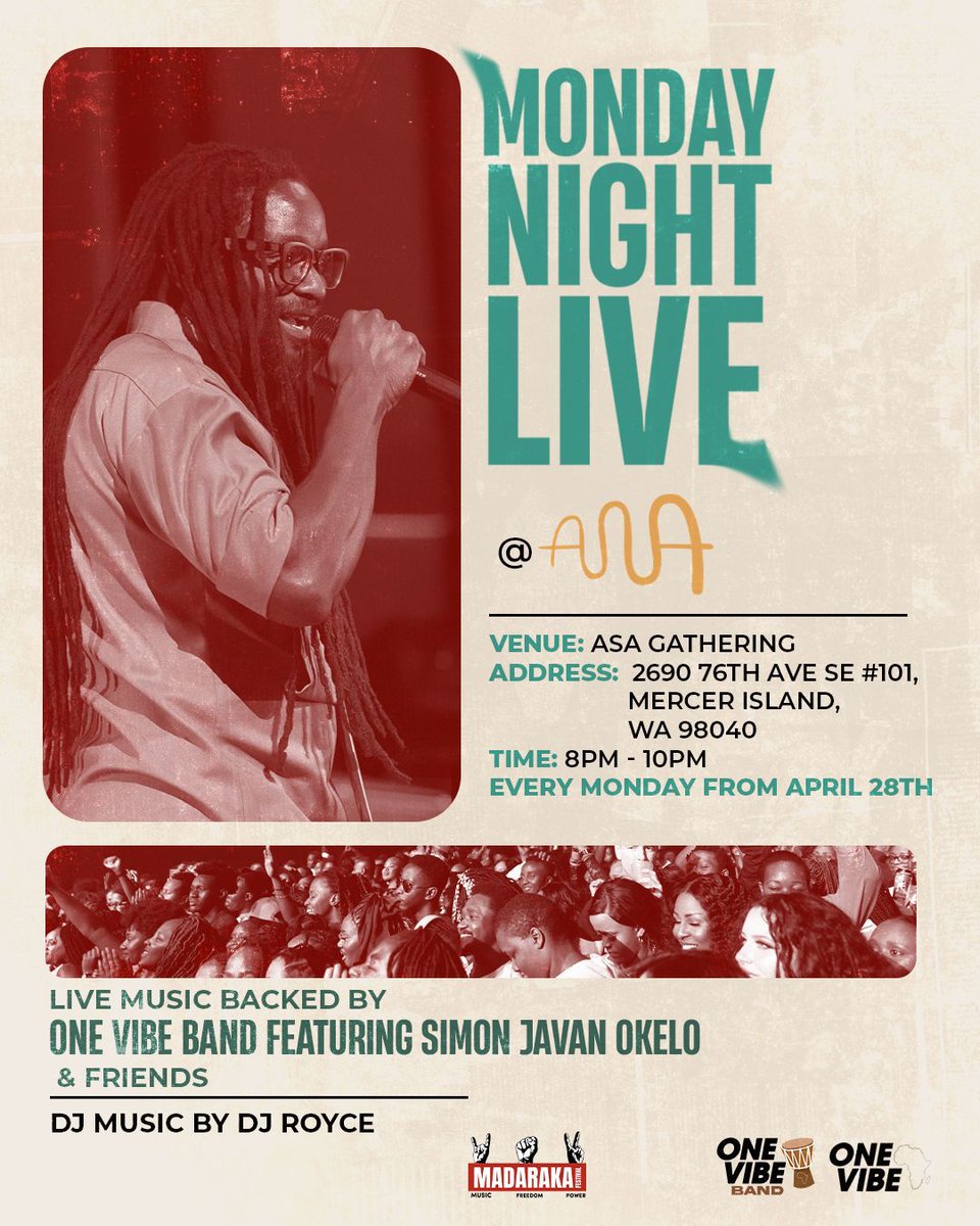 Simon Javan Okelo (@okelojavan) on Twitter photo MONDAYS JUST GOT AN UPGRADE
Forget the Monday blues, itโs all about Monday Night Live at @asagathering starting April 28th!
Weโre turning Mercer Island into the cultural hotspot of the week!
<a href="/hillharper/">Hill Harper</a> MONDAYS JUST GOT AN UPGRADE
Forget the Monday blues, itโs all about Monday Night Live at @asagathering starting April 28th!
Weโre turning Mercer Island into the cultural hotspot of the week!
<a href="/hillharper/">Hill Harper</a>