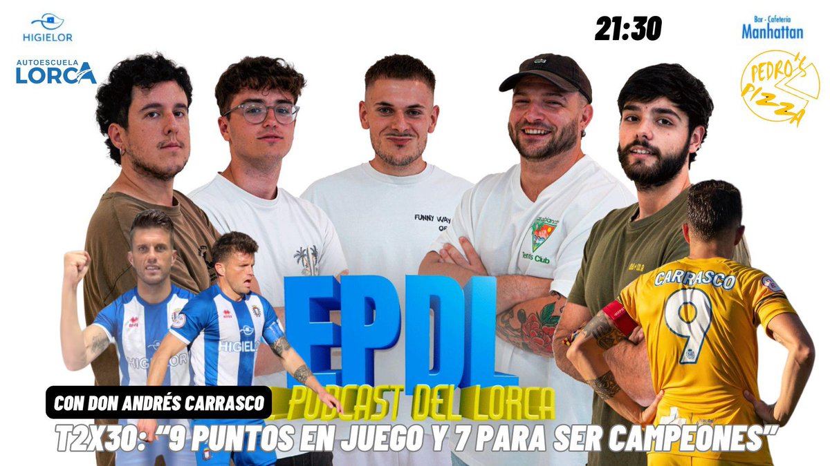 T3X30: "9 PUNTOS EN JUEGO Y 7 PARA SER CAMPEONES"

Lorquinistas, hoy tenemos uno de los programas más especiales de toda la temporada. Repasaremos la semana fantástica de nuestro Lorca, la actual clasificación y el calendario restante.

Sin embargo, lo más importante es que viene
