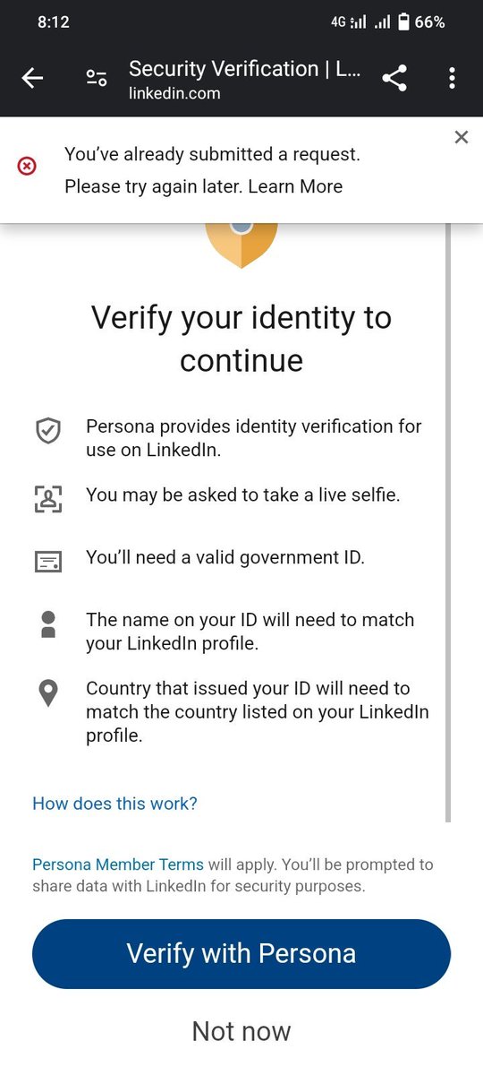 YABLOKO3000's tweet photo. @LinkedIn @LinkedIn My account has been block for unclear reason. Asks to confirm my identity which i'm down to do but it says that i have "already sent request" when I press confirm button here. Can you help please? https://t.co/hdRFIdKT8U
