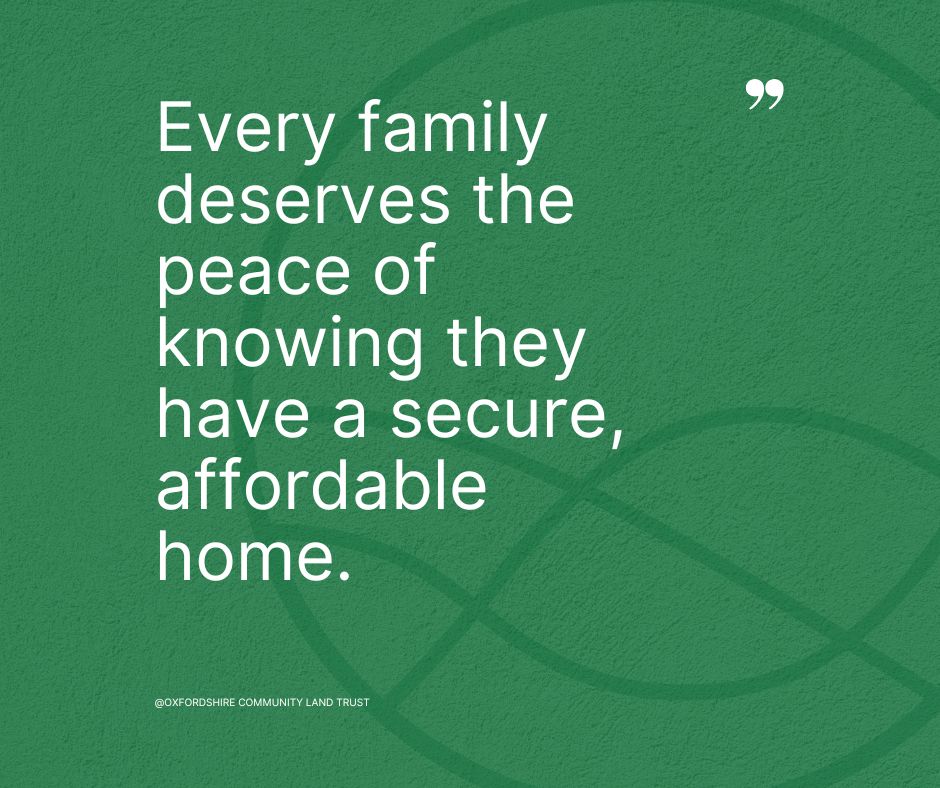 OxfordshireCLT's tweet image. Every family deserves the peace of knowing they have a secure, affordable home. 🏡❤️

Let’s work together to make that peace a reality for families in Oxfordshire.

#AffordableHomes #FamilySecurity #CommunityStrength #OxfordshireCLT
