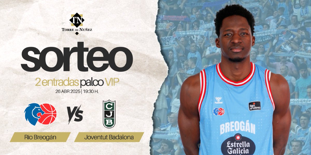 Torre de Nuñez (@torredenunez) on Twitter photo 🎟️🏀 ¡SORTEO DE ENTRADAS! 🏀🎟️
¿Quieres 2️⃣ entradas VIP para ver al <a href="/CBBreogan/">Río Breogán</a> el 26 de abril? 😏
👉🏻 Sigue a @TorreDeNunez
👉🏻 Haz RT
👉🏻 Menciona con quién te vienes 👀
#ForzaBreo #sorteo #patrocinio 🎟️🏀 ¡SORTEO DE ENTRADAS! 🏀🎟️
¿Quieres 2️⃣ entradas VIP para ver al <a href="/CBBreogan/">Río Breogán</a> el 26 de abril? 😏
👉🏻 Sigue a @TorreDeNunez
👉🏻 Haz RT
👉🏻 Menciona con quién te vienes 👀
#ForzaBreo #sorteo #patrocinio
