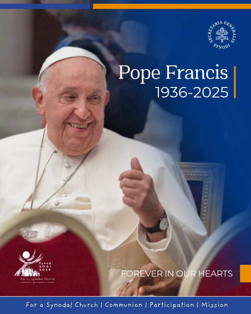 Synod.va (@synod_va) on Twitter photo With profound sorrow and deep gratitude, the General Secretariat of the Synod mourns the passing of <a href="/Pontifex/">Pope Leo XIV</a> , a tireless shepherd who led the Church with humility, courage, and a heart open to all.
Eternal rest grant unto him, O Lord,
and let perpetual light shine upon him. With profound sorrow and deep gratitude, the General Secretariat of the Synod mourns the passing of <a href="/Pontifex/">Pope Leo XIV</a> , a tireless shepherd who led the Church with humility, courage, and a heart open to all.
Eternal rest grant unto him, O Lord,
and let perpetual light shine upon him.