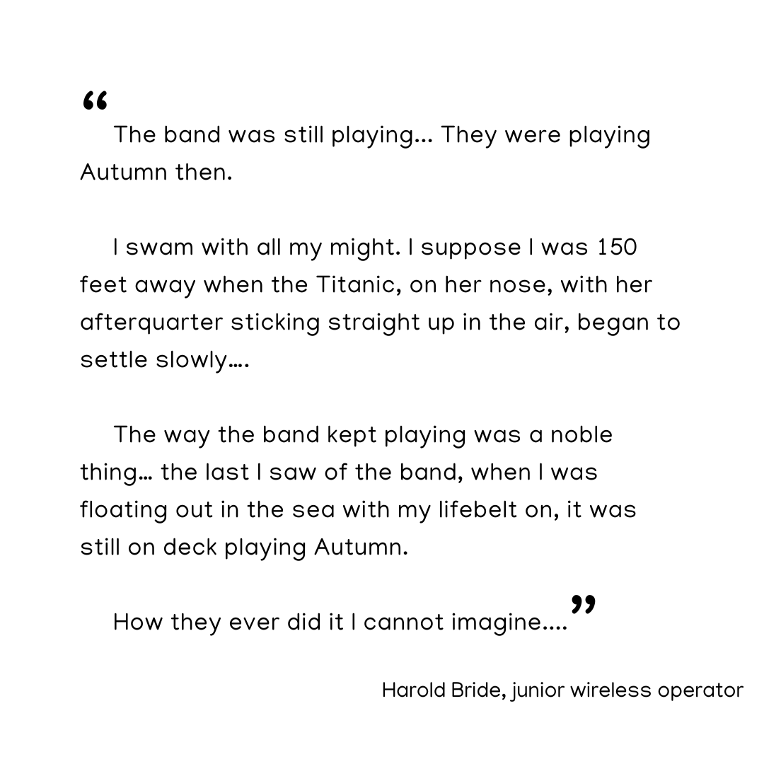 "The band was still playing, they were playing Autumn then..." 
The Gavin Bryars Ensemble, Saturday 26 April, London. ticketsource.co.uk/gavinbryars