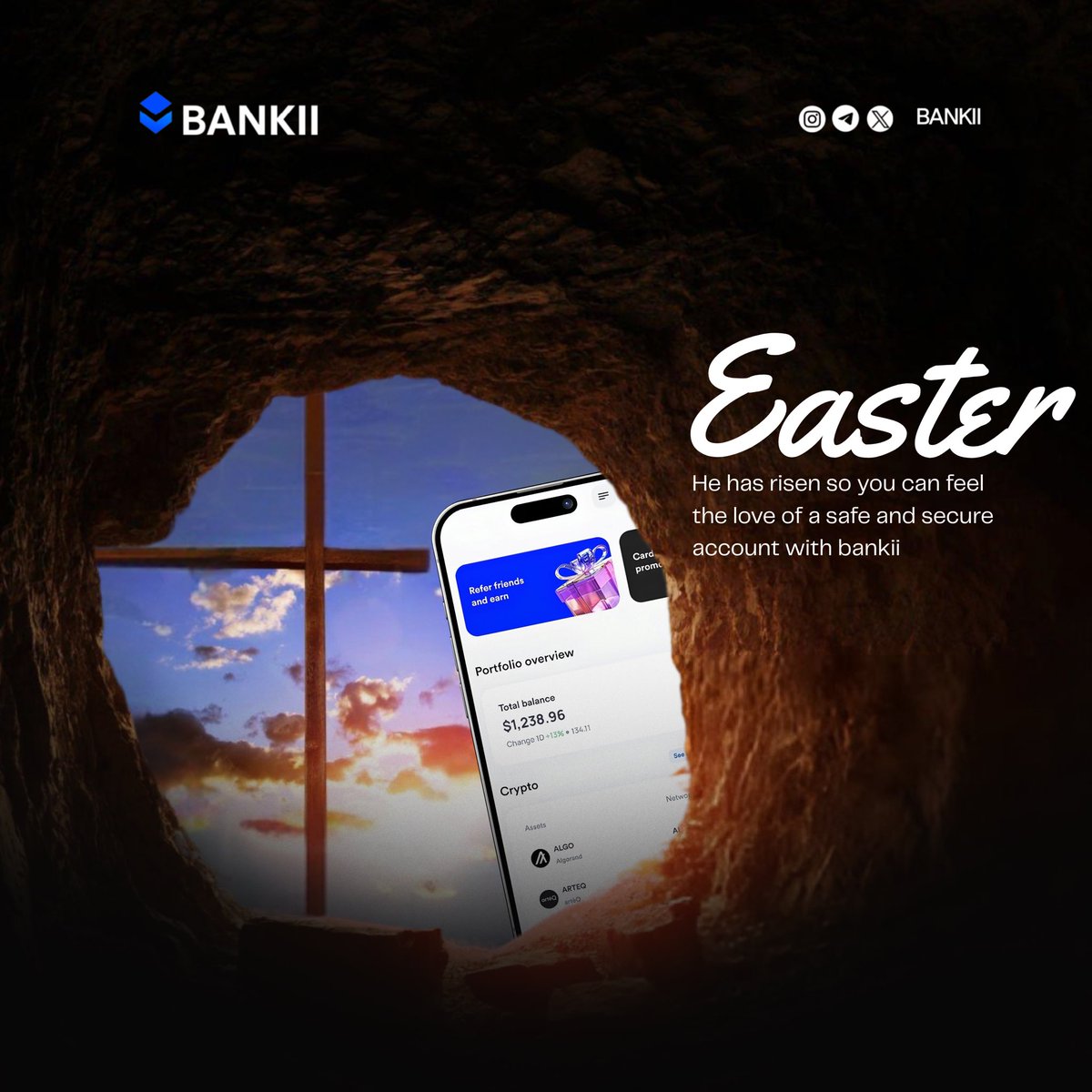 Alkexpay's tweet photo. It’s Easter Monday Bankii Fam! 

Hope your Easter is egg-cellent, 
😉 

Wishing you a week filled with fun, laughter, and maybe even a successful Easter egg hunt! Have a fantastic one! 🔵 https://t.co/Sc3o7LpWBi