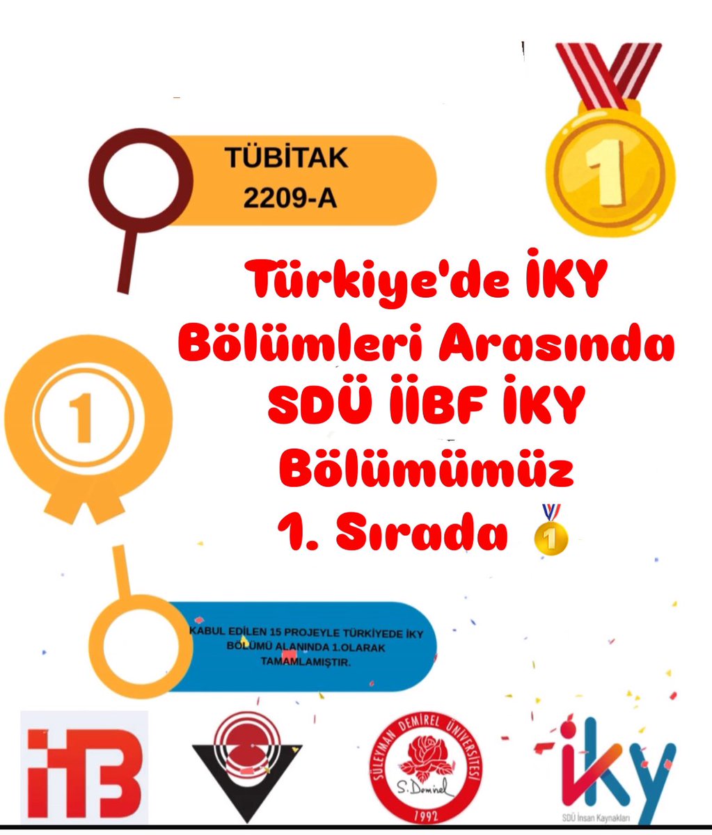 Türkiye'de İKY Bölümleri Arasında <a href="/sduiky/">SDÜ İnsan Kaynakları Yönetimi</a> Bölümümüz ile TÜBİTAK 2209-A Projesi'nde 1. Sıradayız🏆🥇🏅