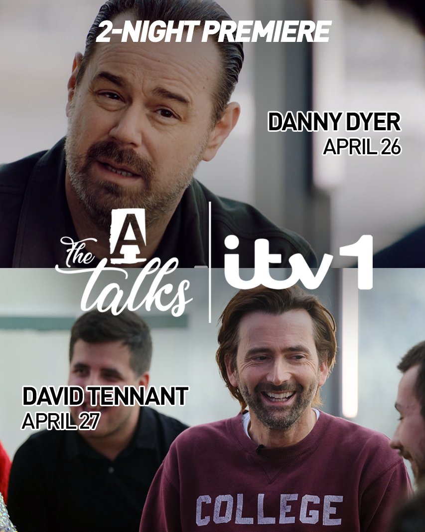 ⏰ THE A TALKS 🇬🇧, entitled #TheAssembly, starts this week on <a href="/ITV/">ITV</a> and <a href="/ITVX/">ITVX</a> with a special 2-night premiere on April 26 &amp; 27
The show will welcome popular actors #dannydyer and #davidtennant 
Prod: <a href="/RockerdaleTweet/">Rockerdale Studios</a>