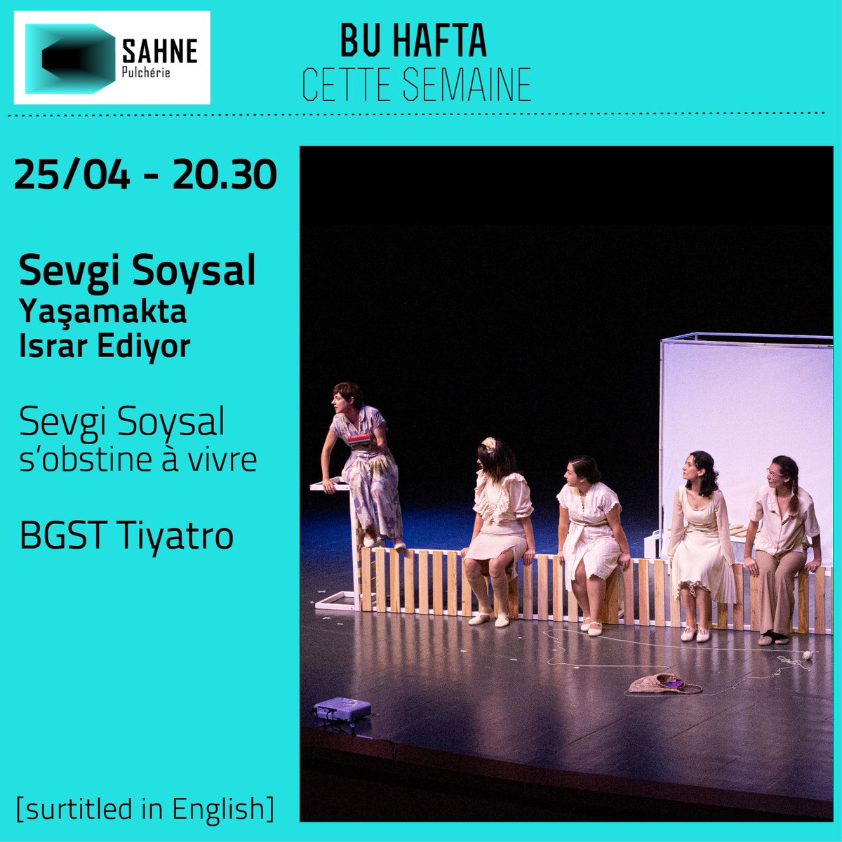 Bu hafta Sahne Pulchérie’de! Biletler: tiyatrolar.com.tr/m/tiyatro-bile… | Cette semaine à Sahne Pulchérie ! Spectacle surtitré en anglais. <a href="/BgstTiyatro/">BGST Tiyatro</a>