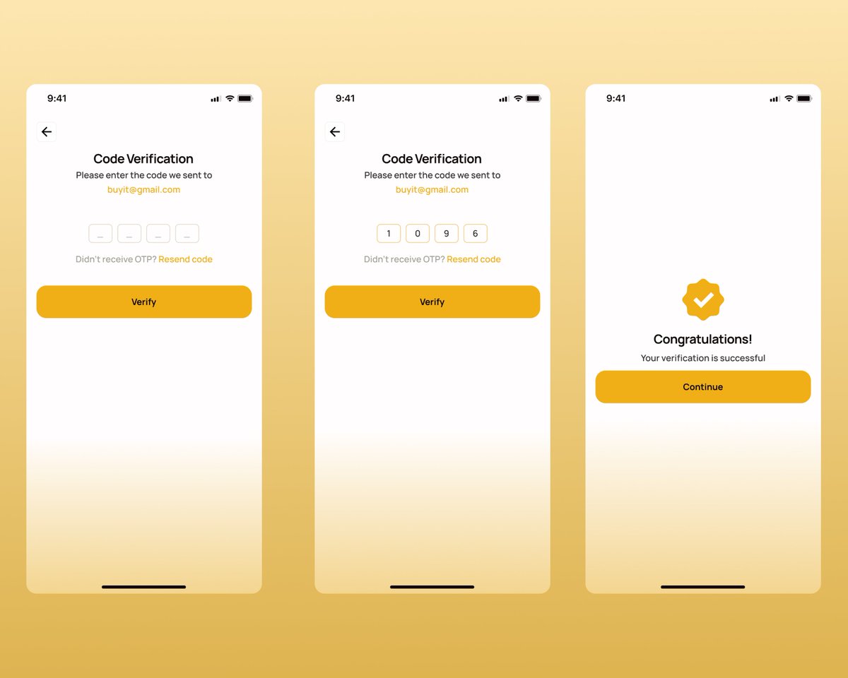 Code verification page for e-commerce app.