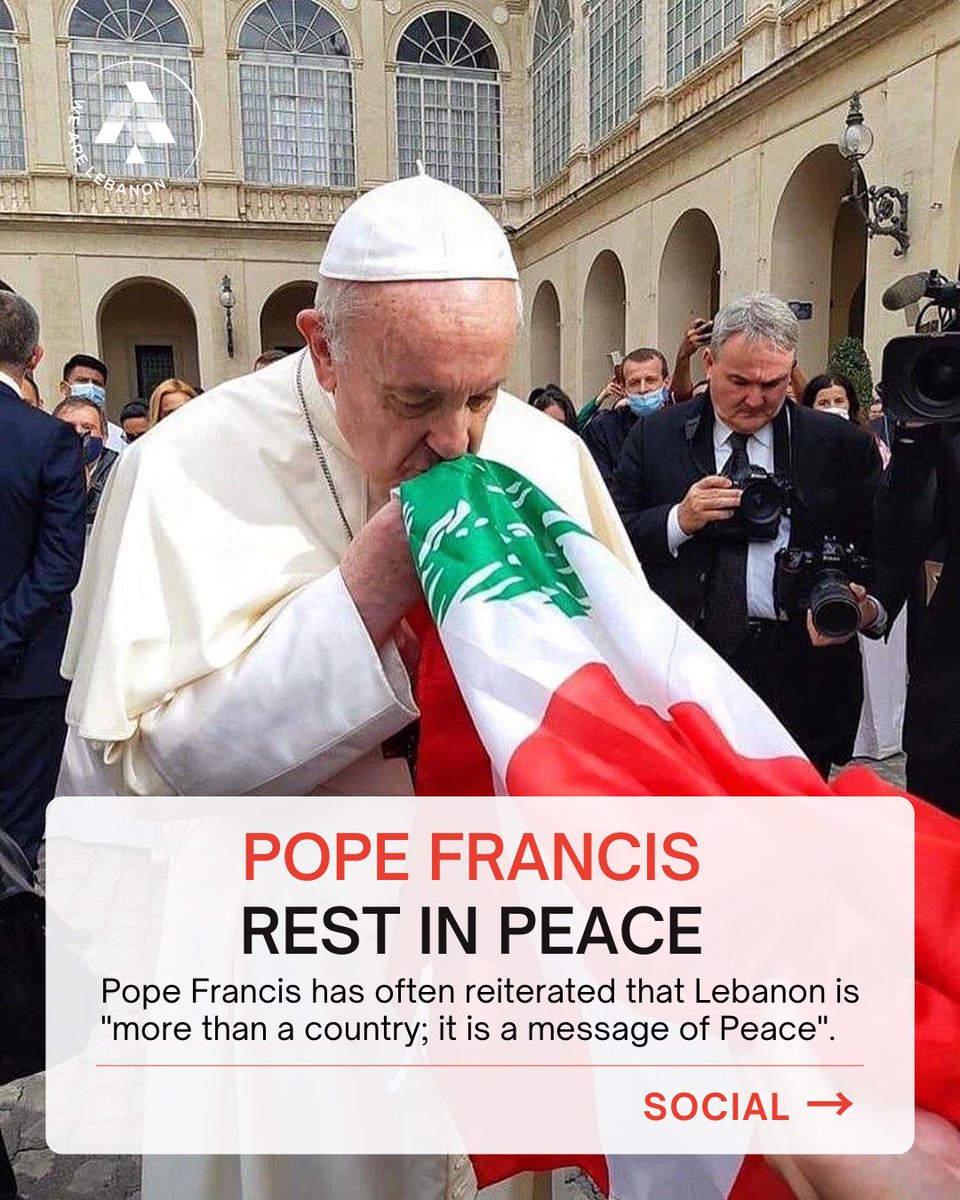 We Are Lebanon (@wearelebanon) on Twitter photo Pope Francis: Rest in Peace ✨
Pope Francis has often reiterated that #Lebanon 🇱🇧 is “more than a country; it is a message of Peace”. 🕊️
<a href="/Pontifex/">Pope Leo XIV</a>
#WeAreLebanon Pope Francis: Rest in Peace ✨
Pope Francis has often reiterated that #Lebanon 🇱🇧 is “more than a country; it is a message of Peace”. 🕊️
<a href="/Pontifex/">Pope Leo XIV</a>
#WeAreLebanon