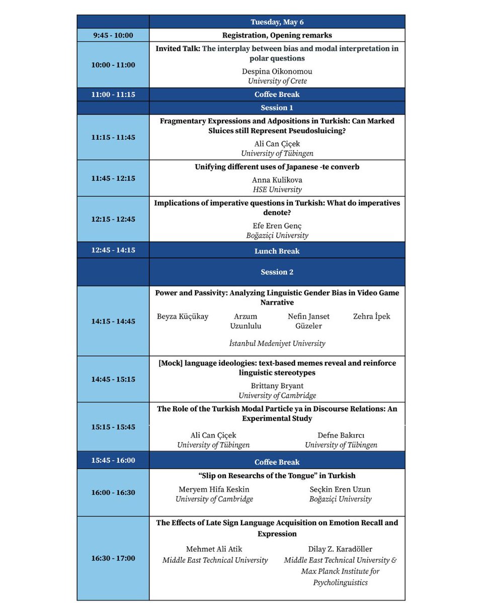 Scol_Boun's tweet photo. 🌟We are happy to announce that the program for the 7th annual Student Conference on Linguistics (SCOL) is out! 

SCOL25 will take place on May 6 and 7, 2025 at Boğaziçi University. We hope to see you all among us! https://t.co/Zh3mp9Ulx5