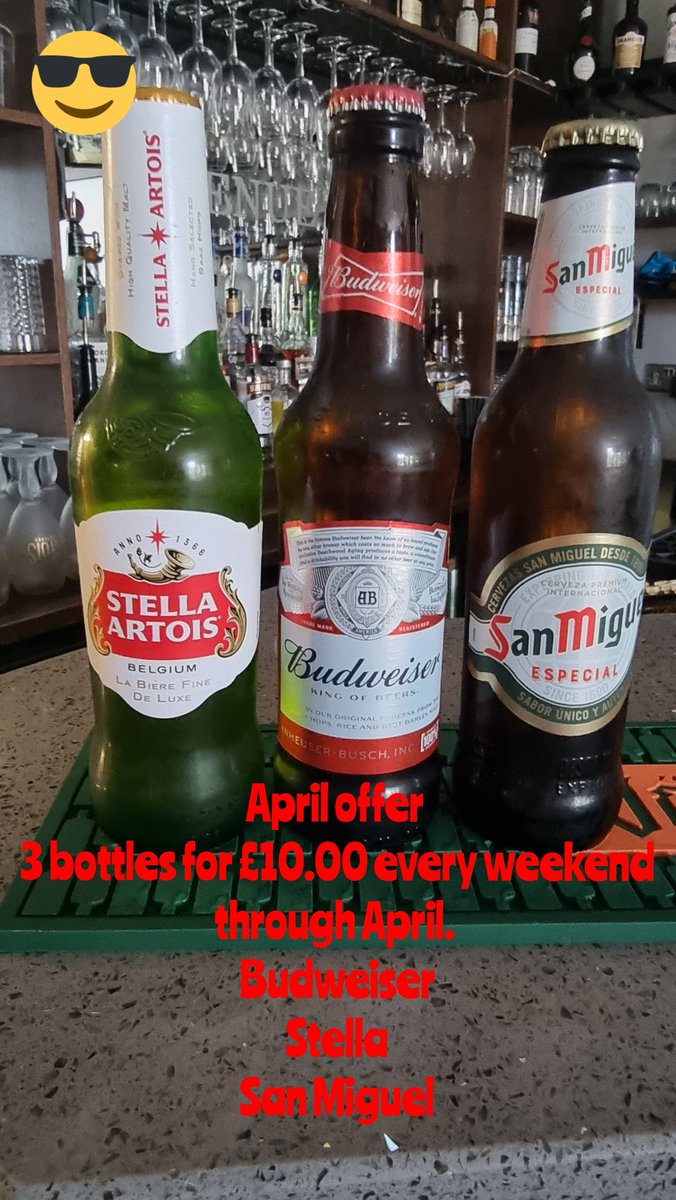We have some great events coming up...
3rd May Hell &amp; Back party night
28th June Psychic night 
2nd August live singer.

Food &amp; drink offers
3 for £10 on bottled lager stella, San Miguel &amp; Budweiser.

Monday &amp; Tuesday BOGOF on all our pizzas. 

Please RT.