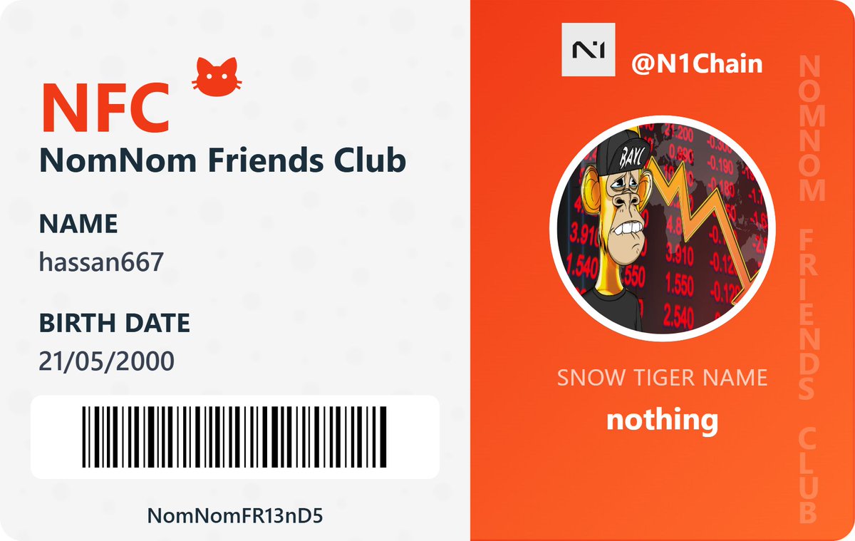 Join the <a href="/N1Chain/">N1</a> campaign
<a href="/JulesXBT/">Jules | n/acc</a> <a href="/AliciaYL0/">Alicia</a> <a href="/0xNarb/">narb</a>
Go to generator.karfo-web.com Make your own NFC. 
Join their discord discord.gg/n1chain
Send the proof of your tweet in their channel.