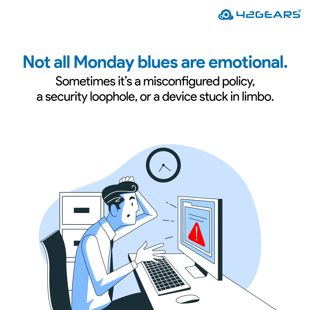 42gears's tweet image. SureMDM helps turn “uh-oh” into “already done.”
Because Mondays are tough enough - device issues shouldn’t add to it.

#SureMDM #DeviceManagement #ITMadeEasy #MondayMood #ITSimplified #42Gears