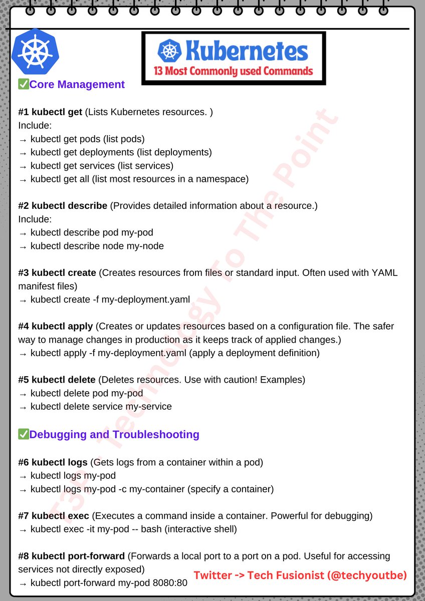 techyoutbe's tweet image. Kubernetes- 13 Most Commonly Used Commands 🚀