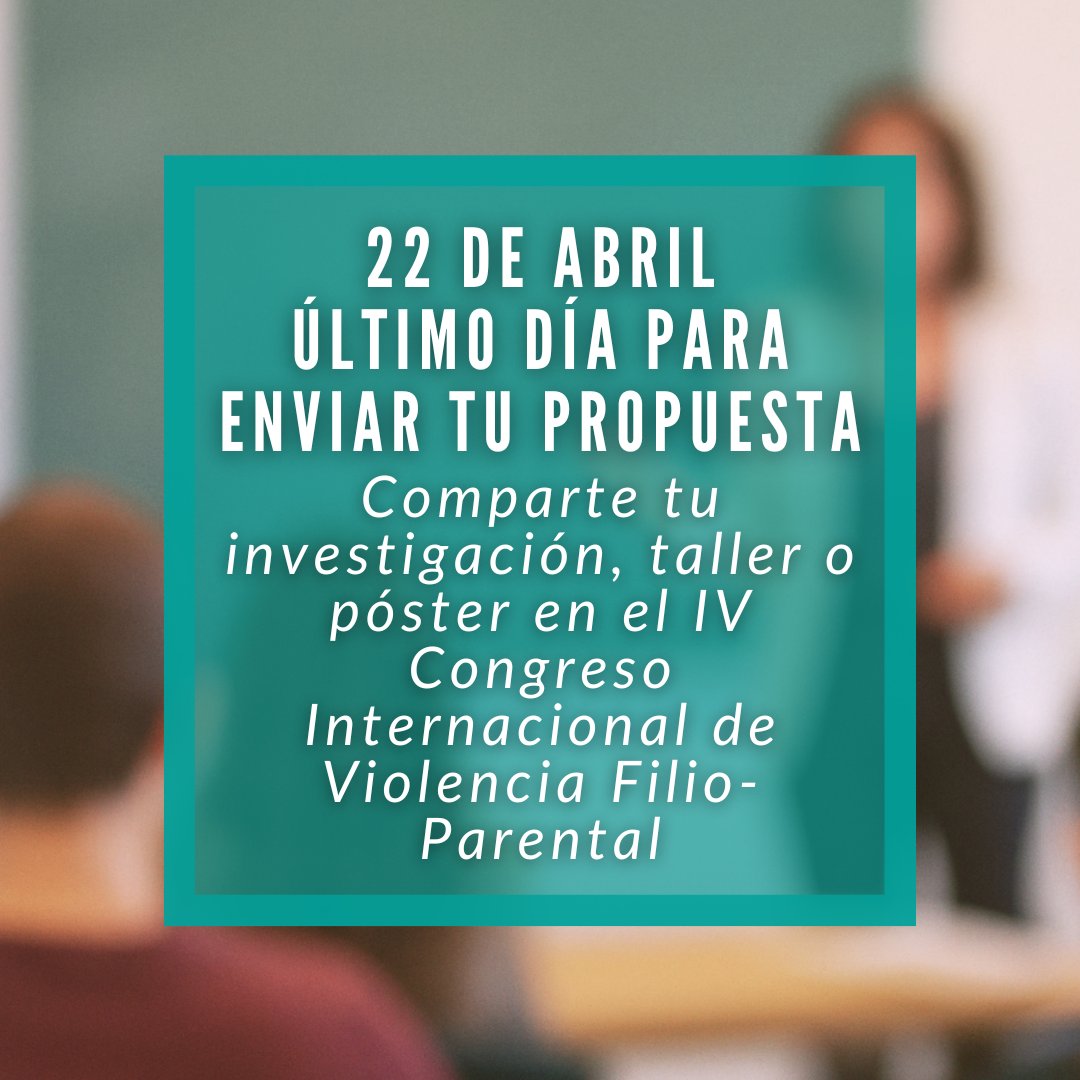 sevifip's tweet photo. 🚨 ¡Mañana, 22 de abril, es el último día para enviar tu propuesta al #IVCongresoVFPMálaga2025!
🎙️ Comunicaciones, pósteres y talleres.
🔗 Envía la tuya aquí: https://t.co/vHU8kJkEq0
🔗Correo electrónico: congresosevifip2025@gmail.com
#ViolenciaFilioParental #VFP #Participa https://t.co/x5cjgPLz88
