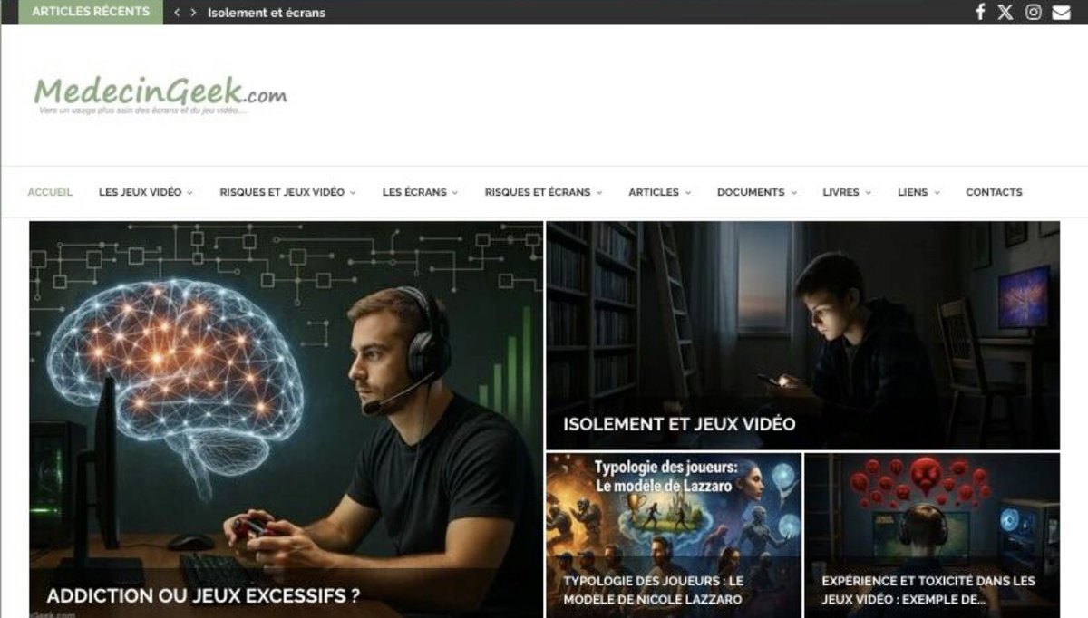 Festival de la Communication Santé (@festicomsante) on Twitter photo 🚀 C’est en ligne aujourd’hui
💡Bravo à <a href="/medecingeek/">Médecin Geek</a> pour le lancement de sa plateforme.
🧠 ➡️ MedecinGeek.com pensée par un médecin addictologue passionné de jeux vidéo, pour mieux comprendre, prévenir et accompagner les usages numériques à risque.
#AddictionNumérique 🚀 C’est en ligne aujourd’hui
💡Bravo à <a href="/medecingeek/">Médecin Geek</a> pour le lancement de sa plateforme.
🧠 ➡️ MedecinGeek.com pensée par un médecin addictologue passionné de jeux vidéo, pour mieux comprendre, prévenir et accompagner les usages numériques à risque.
#AddictionNumérique