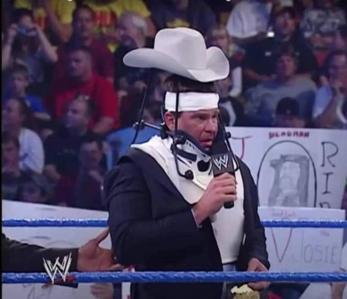JBLsHat's tweet photo. That lady in the front row that thought she was going to get hit by the ATV is going to show up in court like this
#WrestleMania https://t.co/XzfNugxfhp