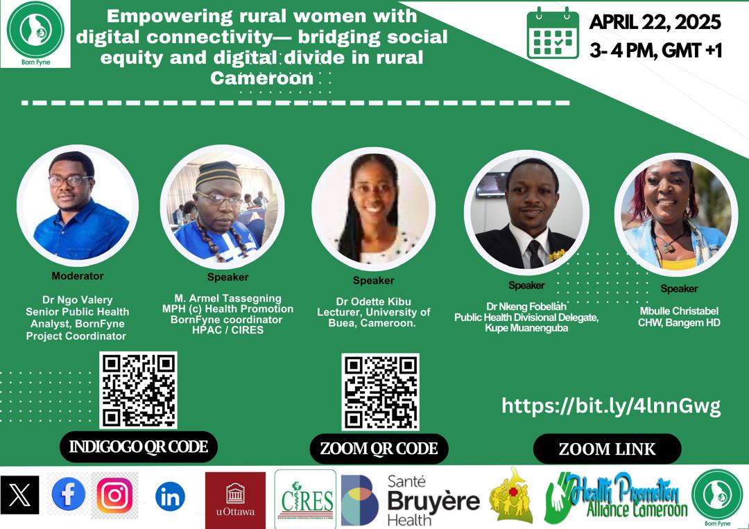 🌿Interested in the future of maternal healthcare? Join our webinar on April 22 to discover how BornFyne is leading the way with digital integration in Cameroon. 

Sign in: bit.ly/4lnnGwg

#MaternalHealth 
#HealthcareInnovation
#DigitalTransformation