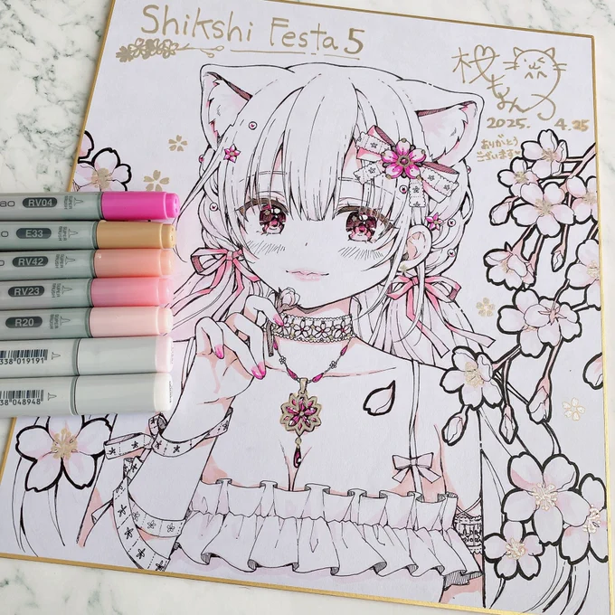 コミケぶりに色紙を描きました大きな色紙は苦手なのでご容赦 