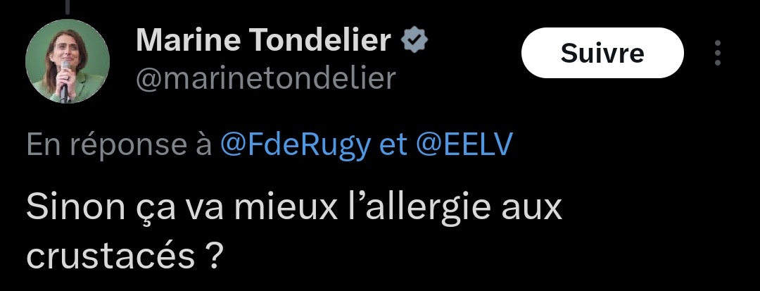 J’ai eu le plaisir de croiser <a href="/FdeRugy/">François de Rugy</a> à la fin de son ministère, lors d’un meeting. J’en garde le souvenir d’un homme courtois, intègre, respectueux.

Si le seul reproche qu’on peut lui faire, c’est un homard monté en épingle, je prends cela sans hésiter, face à votre passif,