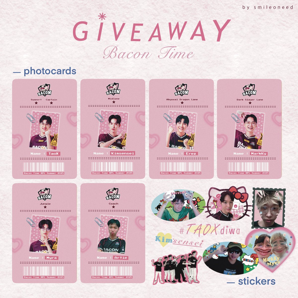smileoneed's tweet photo. — ꒰ᐢ. .ᐢ꒱ giveaway ₊˚⊹
• random 1 photocard + 2 stickers

rule ✿˶ʕ•́ᴥ•̀ʔっ
• pls rt + show this post

⊹ ۪  Date :  26 April 2025
• ✿ Location  : Bitech Bangna Hall
ⓘ time : TBA

📧 exchange pls dm
; #ทีมBaconTime #Rpl2025Summer https://t.co/PGTRfpV5TV