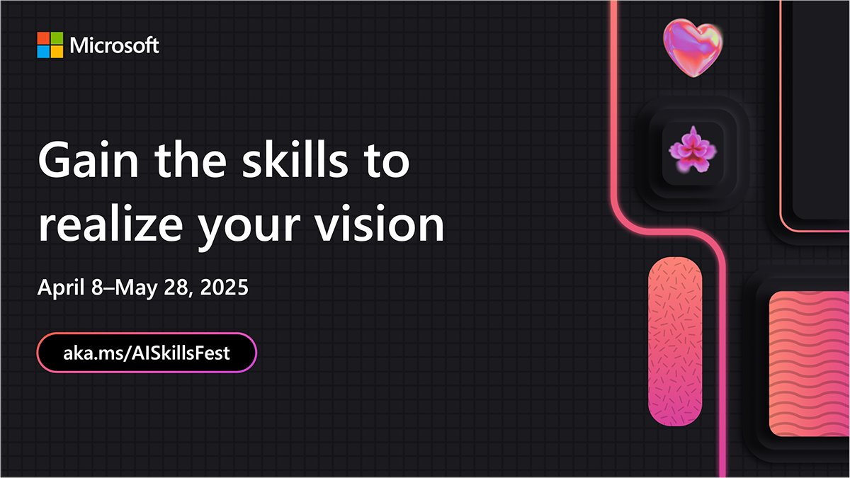Microsoft Education UK (@mseducationuk) on Twitter photo What can you become when you're empowered by AI? The sky's the limit. ☁️ Learn from your favourite influencers and experts at Microsoft #AISkillsFest. msft.it/6016S6jPm
<a href="/MicrosoftLearn/">Microsoft Learn</a> What can you become when you're empowered by AI? The sky's the limit. ☁️ Learn from your favourite influencers and experts at Microsoft #AISkillsFest. msft.it/6016S6jPm
<a href="/MicrosoftLearn/">Microsoft Learn</a>