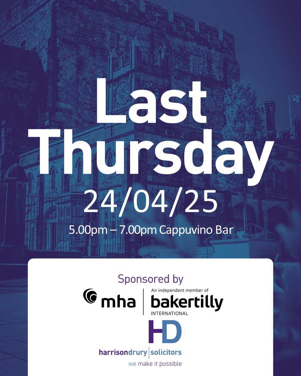 Join us on Thursday 24th April at Cappuvino Bar &amp; Restaurant in Lancaster for our Last Thursday networking event.

It is a great chance for like-minded local professionals and business to catch up over a drink and a light bite.

This month is kindly co-sponsored by MHA and Ha ...