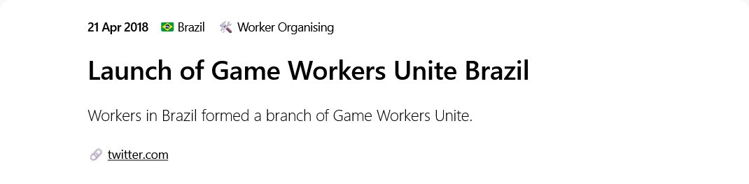 #OtD 21 Apr 2018 Launch of Game Workers Unite Brazil gameworkersolidarity.com/action/2018-04…