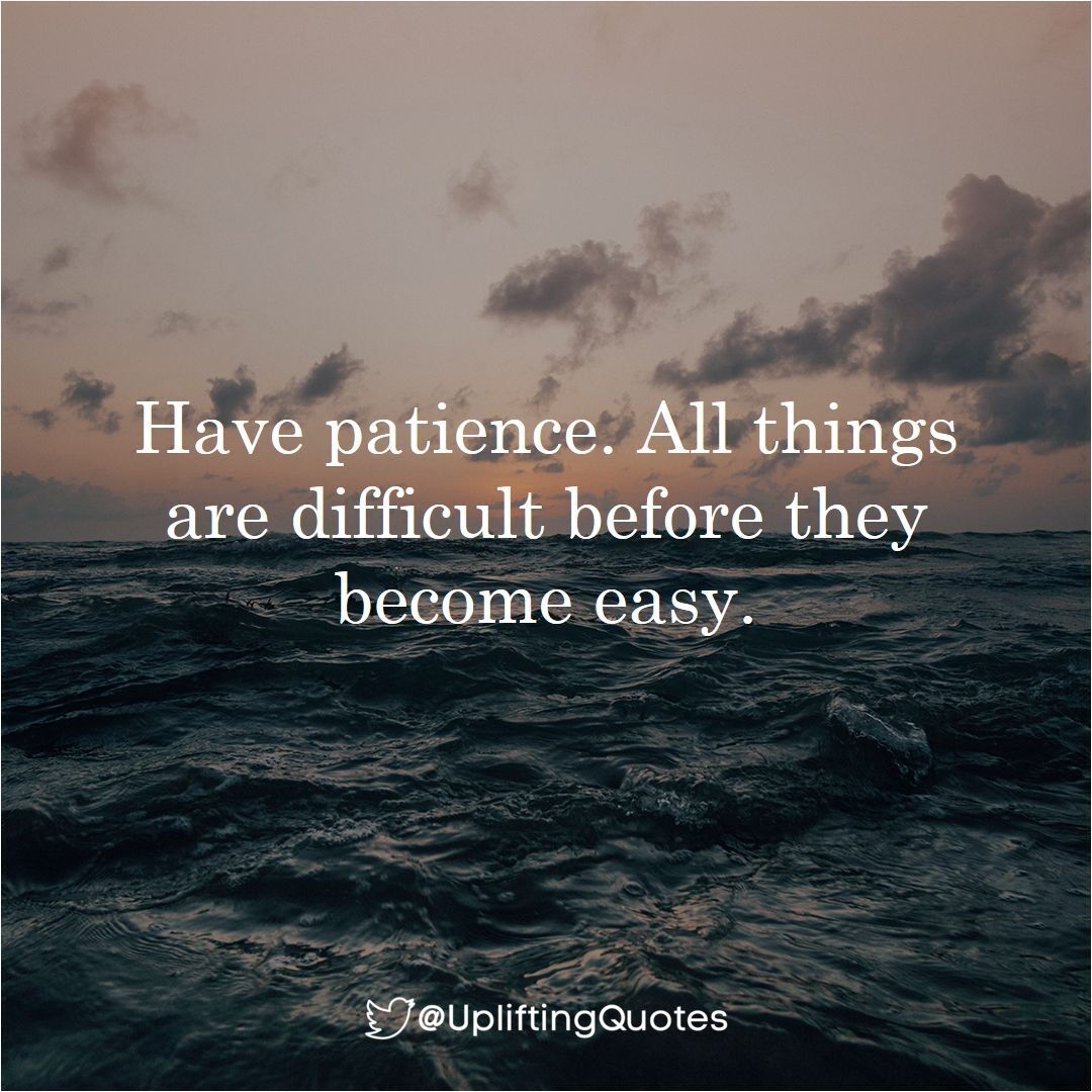 Have patience. All things are difficult before they become easy