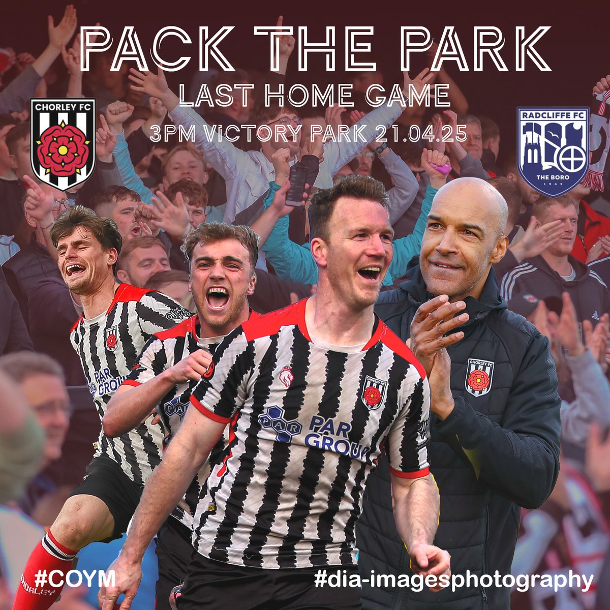 David Airey (@dia_images) on Twitter photo Last home game for <a href="/chorleyfc/">Chorley FC</a> this afternoon vs <a href="/radcliffeboro/">Radcliffe FC</a> to keep our playoff hopes alive #massive Get yourself down to Victory Park and get behind Preecy and the lads ππ
Gallery will be up later tonight. #COYM Last home game for <a href="/chorleyfc/">Chorley FC</a> this afternoon vs <a href="/radcliffeboro/">Radcliffe FC</a> to keep our playoff hopes alive #massive Get yourself down to Victory Park and get behind Preecy and the lads ππ
Gallery will be up later tonight. #COYM