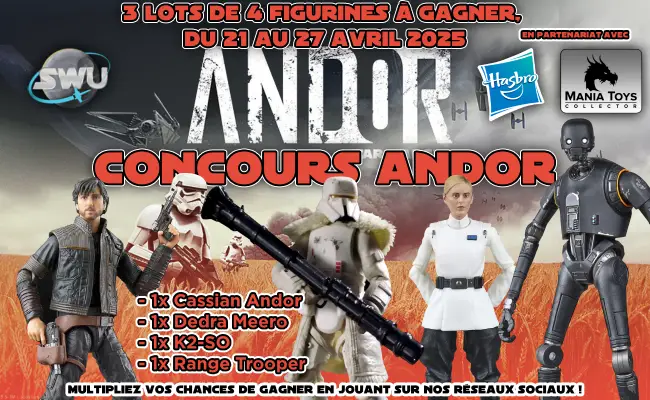 SWUcom's tweet photo. [CONCOURS] Jusqu'au 27/04, 3 lot de 4 figurines à gagner avec Hasbro France et Mania Toys Collector !
Pour jouer : RT et likez ce post et taguez un.e ami.e.
Multipliez vos chances en participant également sur notre site et sur nos autres réseaux. https://t.co/BaosyIfIEv https://t.co/TorPCAqPNS