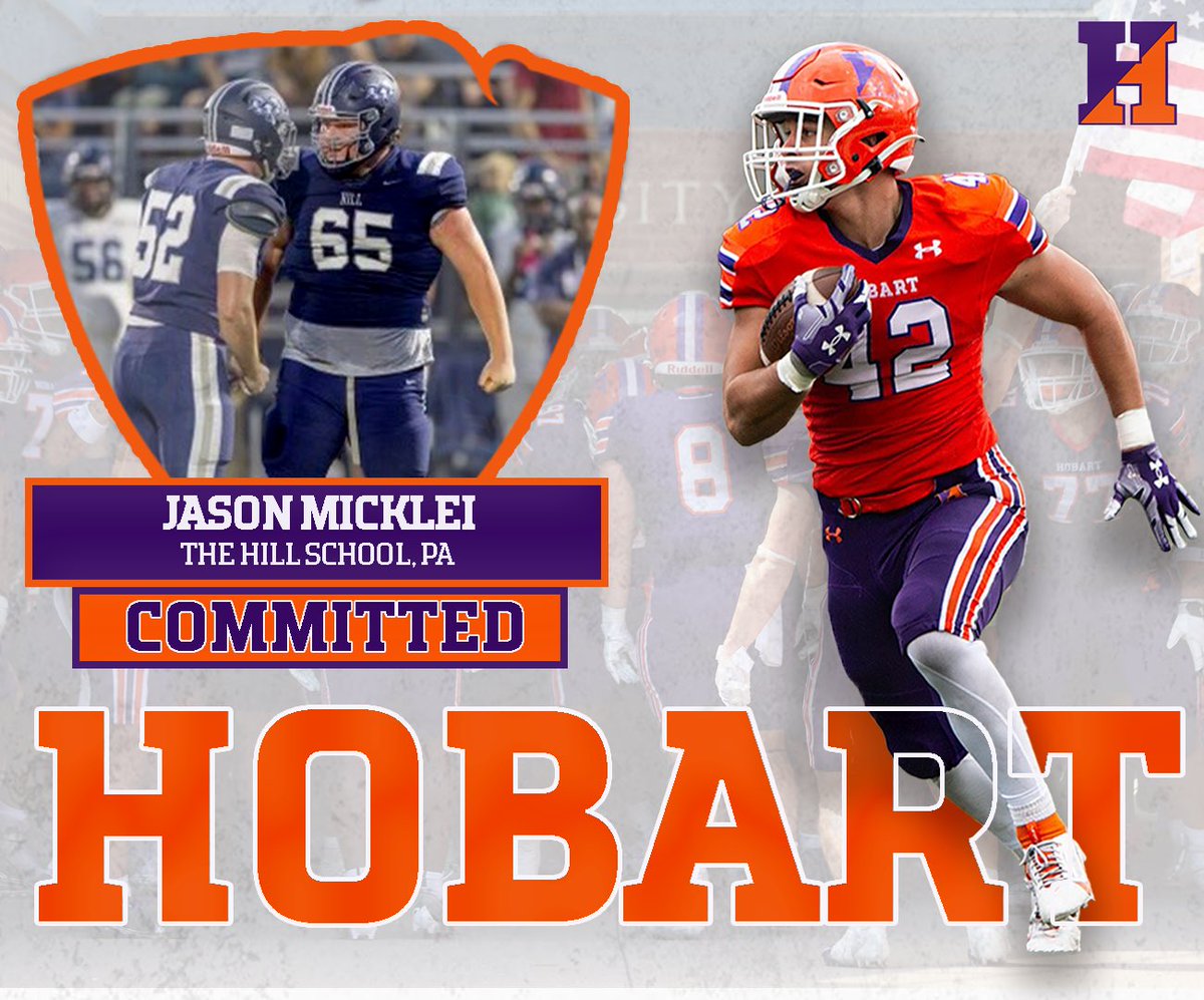 Welcome to the Hobart Football Family! 

🖋 Jason Micklei 
🎓 The Hill School, PA 

#TheHobartWay