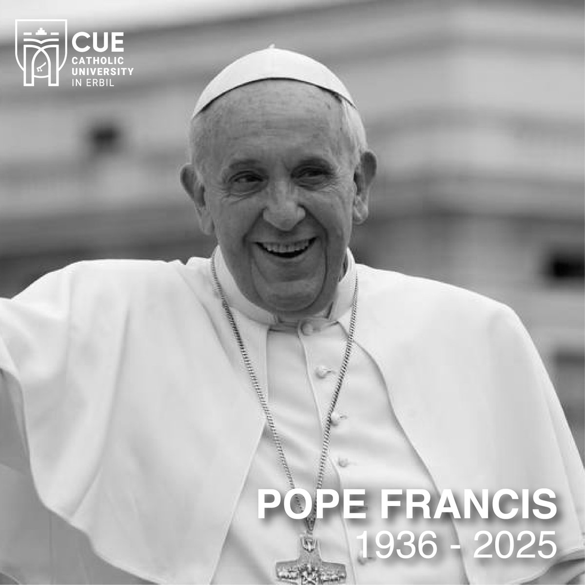 With deep sorrow, we mourn the passing of His Holiness Pope Francis. A humble shepherd and tireless advocate for peace, compassion, and unity. May his soul rest in eternal peace.

#CUE