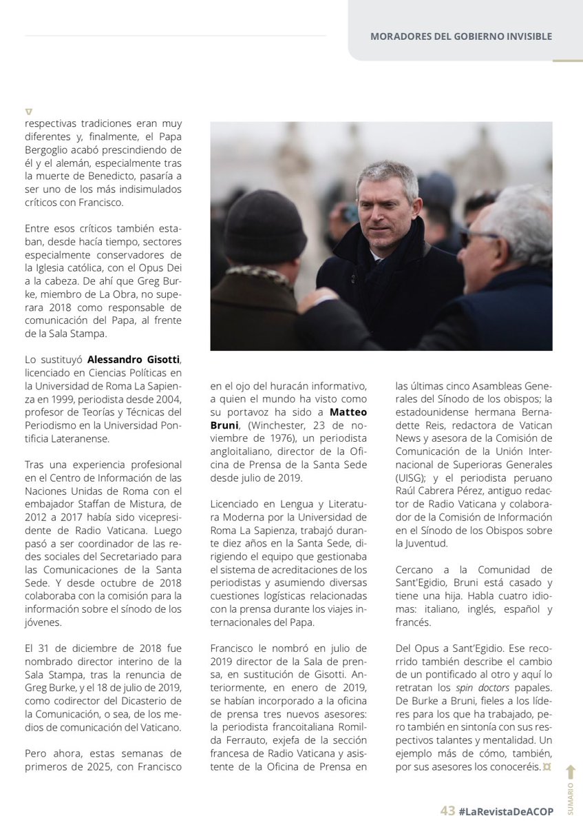 El Papa Francisco ha muerto. DEP. 

En uno de los últimos números de #LaRevistaDeACOP, nos preguntábamos: ¿quién está al frente del equipo #compol del Vaticano? ¿Quién es ahora su #dircom?

“Los spins del Papa: del Opus a Sant’Egidio” 👇🏼
compolitica.com/wp-content/upl…